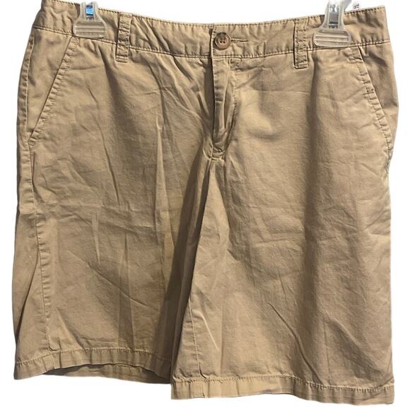 Merona Shorts Bermuda Womens Tan Khaki lightweight Size 4 Flat Front w/ Pockets - Picture 1 of 3